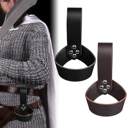2PCS Sword Holder Medieval Renaissance Leather Sword Sheath for Themed Party Halloween Knight Princes Cosplay Decor Role Play Costume Accessories in Saudi Arabia