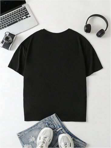 Milumia Girl's Y2k Gesture Graphic Tee Shirt Crew Neck Short Sleeve Loose Tees Shirts Streetwear in Saudi Arabia