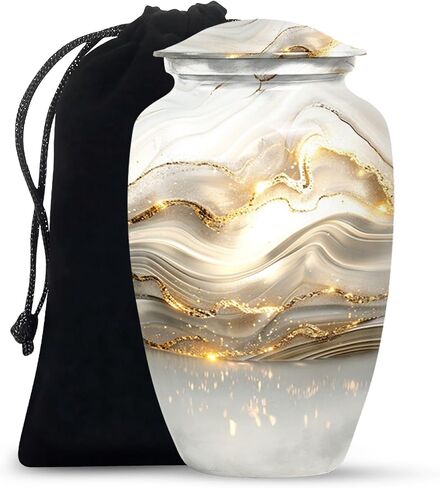 Golden Horizon Urn – 10inch Large with Velvet Bag & 4 Small Keepsake Ash Urns for Human Ashes, Memorial Funeral Decorative Cremation Adult Set in Kuwait