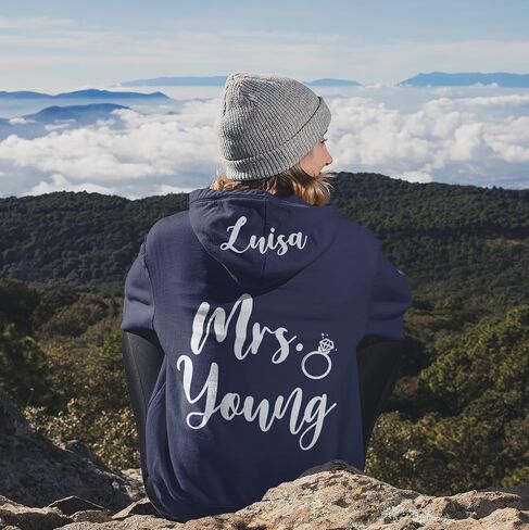 TEEAMORE Custom Womens Full-Zip Hoodie Sweatshirt Wedding Anniversary Bachelorette Bridal Shower in Saudi Arabia
