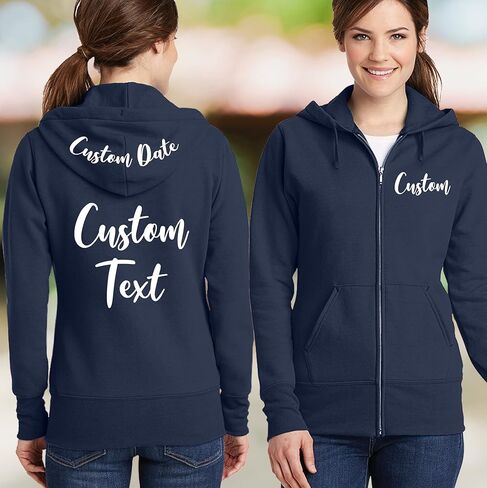 TEEAMORE Custom Womens Full-Zip Hoodie Sweatshirt Wedding Anniversary Bachelorette Bridal Shower in Saudi Arabia