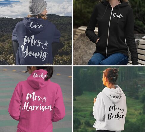 TEEAMORE Custom Womens Full-Zip Hoodie Sweatshirt Wedding Anniversary Bachelorette Bridal Shower in Saudi Arabia