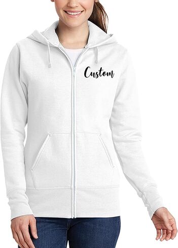 TEEAMORE Custom Womens Full-Zip Hoodie Sweatshirt Wedding Anniversary Bachelorette Bridal Shower in Saudi Arabia