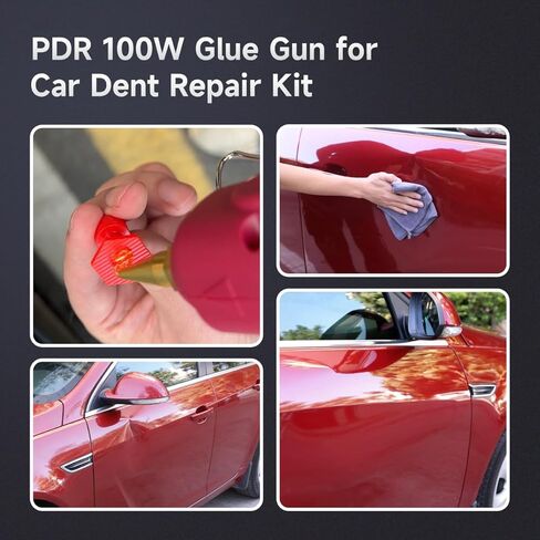 مجموعة مسدس الغراء الساخن 100 وات لإصلاح الانبعاجات بدون طلاء، مسدس صمغ سريع التسخين بدرجة حرارة عالية خلال 1-2 دقيقة مع 15 عصا غراء، فوهة مضادة للتنقيط، أداة سحب انبعاجات الجسم الأوتوماتيكية الاحترافية in Kuwait