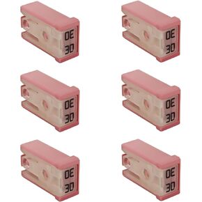 6PCS 30 Amp Fuse, Mini Low Profile Slotted Automotive 30A 32V MCASE Shaped Cartridge Fuse Kit for Protect Circuits, Slow-Blow Automotive Micro Fuses Replacement for Car, Truck, SUV（30A in Saudi Arabia