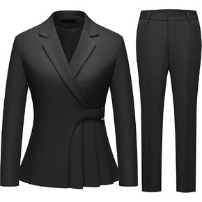 Women's 2 Piece Sets Pants Suits Dressy Business Casual Outfits Professional Irregular Blazer Set Work Office for Women in Saudi Arabia