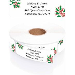 ملصقات عنوان ملفوفة من Holly Wreath مع موزع بلاستيكي أنيق in Kuwait
