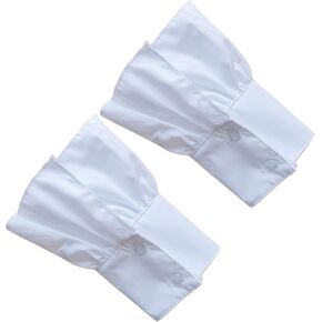 أصفاد معصم صناعية للنساء، أساور أكمام قابلة للفصل، أساور أكمام من الشيفون الأبيض، إكسسوارات مزينة بالملابس لمعطف البلوزة in Kuwait