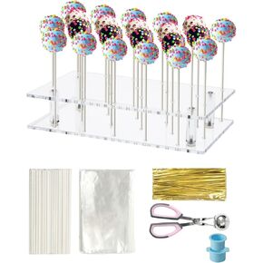 مجموعة حامل الكيك بوب، حامل عرض مصاصة ذو 22 فتحة، حامل كيك بوب شفاف من الأكريليك لعرض المصاصة لطاولة الحلوى وحفلات الزفاف في عيد الحب وديكور حلوى عيد الميلاد in Kuwait