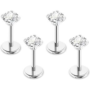 4Pcs 16G 316L Stainless Steel Internally Threaded CZ Stud Earrings for Women Cartilage Helix Stud Earring Tragus Stud Cubic Zirconia Ear Stud Piercing Jewelry in Kuwait