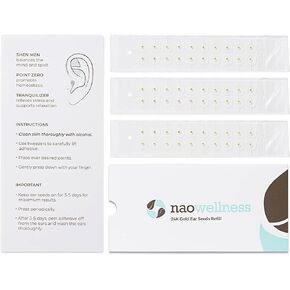 بذور الأذن الذهبية من NAO Wellness - حبات العلاج بالضغط الإبري للعناية الذاتية ببذور العلاج بالأبر مع أكثر من 10 حلول - 60 بذور الأذن الذهبية للوخز بالإبر - 5 أشهر من العرض in Kuwait