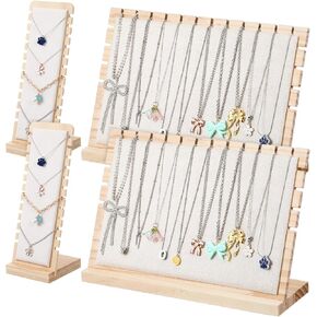 4 قطع من حوامل عرض القلادة، مقاس 2 من الخشب قلادة قلادة حامل مجوهرات رف منظم قواعد قابلة للفصل سطح غير قابل للخدش للمنزل أو متجر بيع عرض لوحات العرض على الطاولة in Kuwait