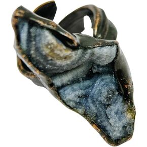 العقيق Druzy الطبيعي كريستال واضح خاتم بيان للنساء خواتم كبيرة قابل للتعديل حجم مفتوح الأحجار الكريمة لذيذ العصرية بسيطة حفل زفاف الفرقة الإبهام خواتم عيد ميلاد هدايا مجوهرات لها in Kuwait