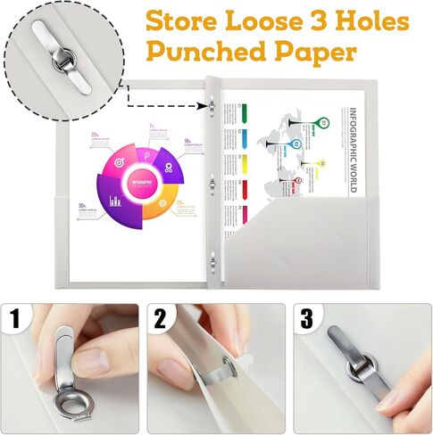 Folders with Pockets and Prongs,7 Pack Heavy Duty Plastic Pocket Folders with 3 Prongs and Business Card Slot,Fit Letter Size Paper,Assorted Color for Home,School and Office in Kuwait