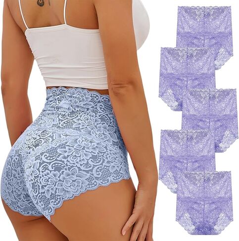 Lace Panties - Sexy High Waist Pretty Lace Panties, Tummy Breathable Plus Size in Saudi Arabia