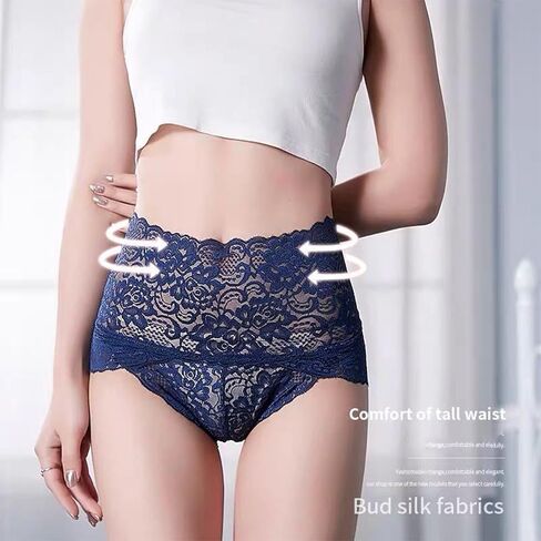 Lace Panties - Sexy High Waist Pretty Lace Panties, Tummy Breathable Plus Size in Saudi Arabia