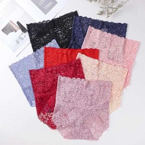 Lace Panties - Sexy High Waist Pretty Lace Panties, Tummy Breathable Plus Size in Saudi Arabia
