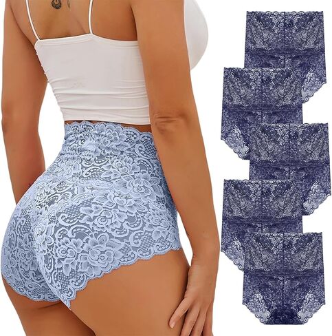 Lace Panties - Sexy High Waist Pretty Lace Panties, Tummy Breathable Plus Size in Saudi Arabia