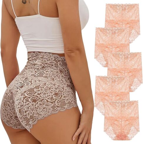Lace Panties - Sexy High Waist Pretty Lace Panties, Tummy Breathable Plus Size in Saudi Arabia
