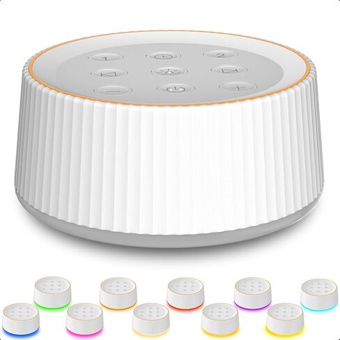 BGOVERSS White Sound Machine with 26 Soothing Sounds, 10 Colors Night Light Noise Machine for Adults Baby Kids, Sleep Machines with 6 Timers Portable Plug for Baby, Adults, Home Office Travel, Black in Kuwait
