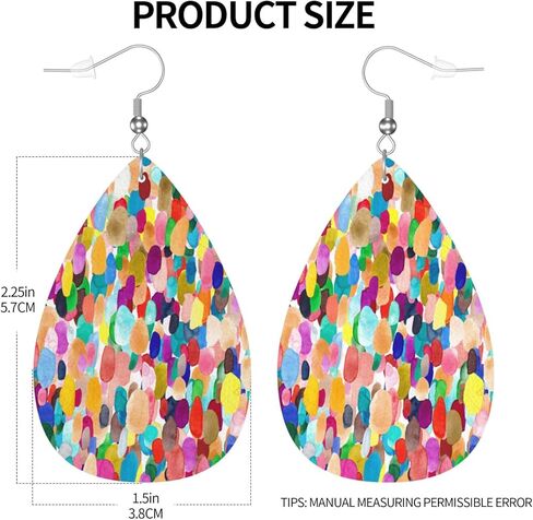 أقراط دمعة ملونة بألوان مائية للنساء، أقراط متدلية للنساء، هدايا أقراط من الجلد الصناعي خفيفة الوزن in Kuwait