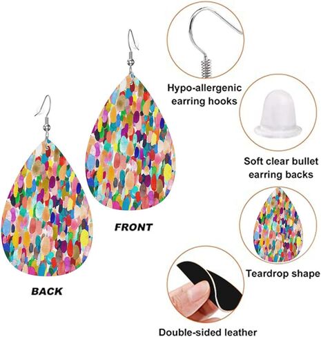 أقراط دمعة ملونة بألوان مائية للنساء، أقراط متدلية للنساء، هدايا أقراط من الجلد الصناعي خفيفة الوزن in Kuwait