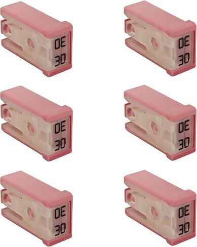 6PCS 30 Amp Fuse, Mini Low Profile Slotted Automotive 30A 32V MCASE Shaped Cartridge Fuse Kit for Protect Circuits, Slow-Blow Automotive Micro Fuses Replacement for Car, Truck, SUV（30A in Saudi Arabia
