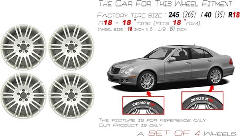 عجلة أمامية خلفية لسيارة Mercedes E350 E550 OEM Design Wheel 18 "18x8.5 18x9 2007-2009 مجموعة فضية مكونة من 4 حافة بديلة in Saudi Arabia