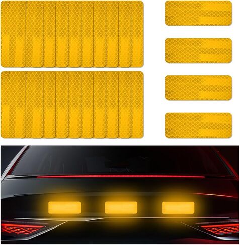 24 PCS Warning Reflective Stickers, Waterproof Night Visibility Safety Reflective Sticker, Stick-on Anti-Scratch Reflective Tape for SUVs Pickup Trucks, Car Exterior Accessories (Red) in Saudi Arabia
