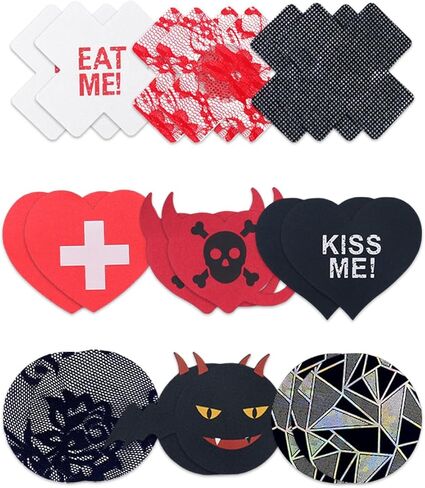 طقم أغطية ثدي للحلمات المزخرفة، طقم فطائر اللحم من 9 أزواج يمكن التخلص منها من الساتان غير اللامع، طقم فطائر اللحم بتلات الثدي اللاصقة in Kuwait