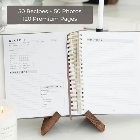 Blank Cookbook to Write in Your Own Recipes - Linen Hardcover Spiral Recipe Book with Photo Pages & Pocket, Heirloom Family Keepsake Gift in Saudi Arabia