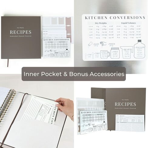 Blank Cookbook to Write in Your Own Recipes - Linen Hardcover Spiral Recipe Book with Photo Pages & Pocket, Heirloom Family Keepsake Gift in Saudi Arabia
