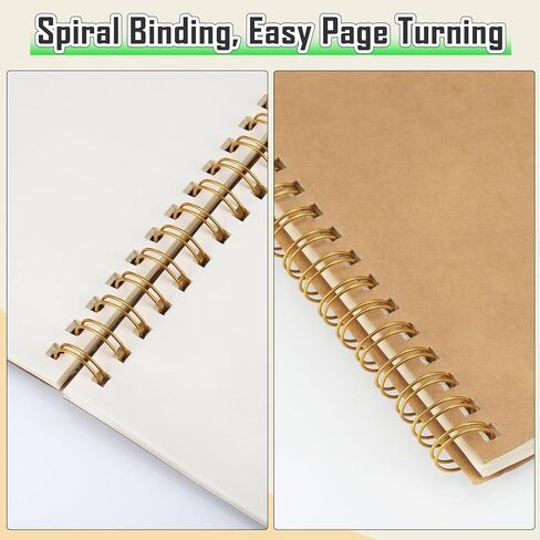 دفتر ملاحظات حلزوني فارغ A5، 4 عبوات من مفكرة تجليد حلزوني A5، 100 صفحة/50 ورقة فارغة بغطاء كرافت دفاتر ملاحظات سلكية للرسم والمذكرات والملاحظات والتخطيط in Kuwait