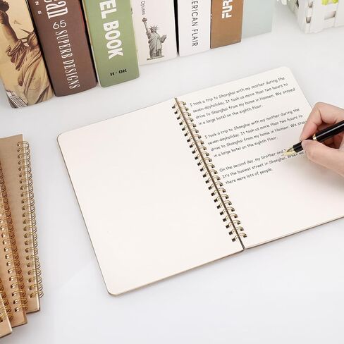 دفتر ملاحظات حلزوني فارغ A5، 4 عبوات من مفكرة تجليد حلزوني A5، 100 صفحة/50 ورقة فارغة بغطاء كرافت دفاتر ملاحظات سلكية للرسم والمذكرات والملاحظات والتخطيط in Kuwait