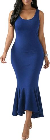 Nimsruc Summer Long Dress Bodycon Sleeveless Tank Tops Maxi Mermaid Dresses for Women 2026 in Saudi Arabia