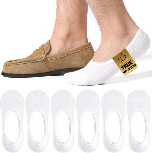 Mens No Show Socks for Loafers Sneakers, Low Cut Invisible Cotton Socks Non Slip Casual Liner Footies 6 Pairs in Saudi Arabia