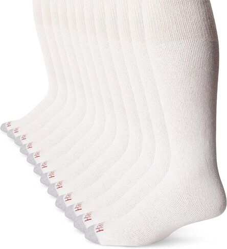 Hanes Men's Over the Calf Tube Socks, 180V12, White, 10-13 (shoe size 6-12) (Pack of 12) in Saudi Arabia