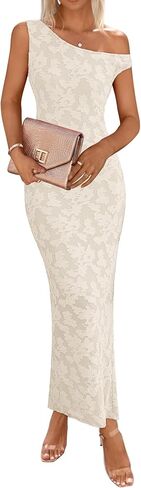 Lazysmile Women's Summer Floral Boho Maxi Dresses Off Shoulder Bodycon Elegant Party Wedding Guest Dress in Kuwait