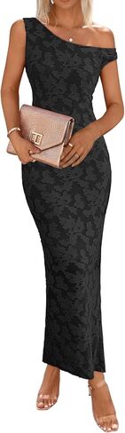 Lazysmile Women's Summer Floral Boho Maxi Dresses Off Shoulder Bodycon Elegant Party Wedding Guest Dress in Saudi Arabia