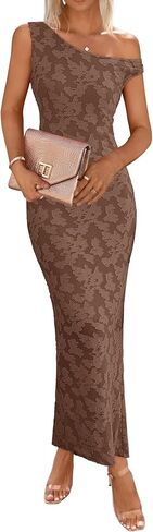 Lazysmile Women's Summer Floral Boho Maxi Dresses Off Shoulder Bodycon Elegant Party Wedding Guest Dress in Saudi Arabia