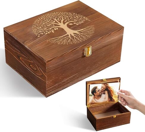 Wooden Keepake Box, Large Tree of Life Storage Memory Box with Hinged Lid for Storing Photo, Jewelry, Gifts, Decorative Memory Treasure Box in Saudi Arabia