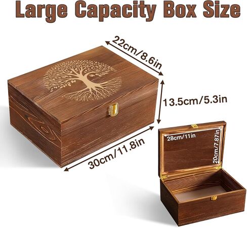 Wooden Keepake Box, Large Tree of Life Storage Memory Box with Hinged Lid for Storing Photo, Jewelry, Gifts, Decorative Memory Treasure Box in Saudi Arabia
