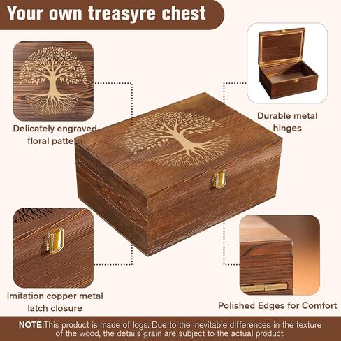 Wooden Keepake Box, Large Tree of Life Storage Memory Box with Hinged Lid for Storing Photo, Jewelry, Gifts, Decorative Memory Treasure Box in Saudi Arabia