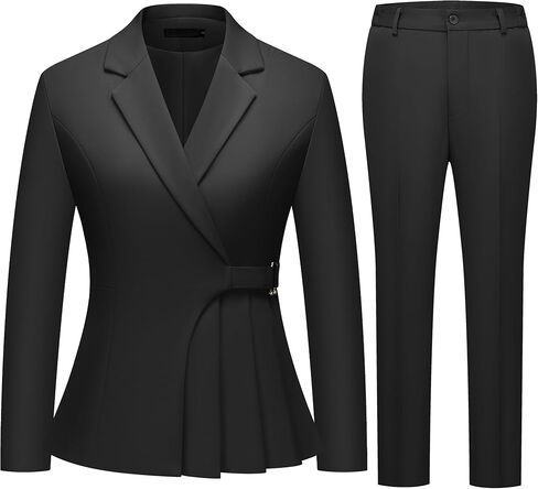 Women's 2 Piece Sets Pants Suits Dressy Business Casual Outfits Professional Irregular Blazer Set Work Office for Women in Saudi Arabia