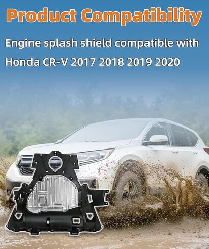 74112-TLA-A01 واقي درع المحرك يناسب Honda CR-V 2017 2018 2019 2020 استبدال 74112TLAA01، واقي علبة المحرك تحت الغطاء، اللوحات الطينية لغطاء المحرك، مع أدوات التثبيت in Kuwait
