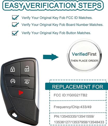 Smart Key Fob for Chevrolet Suburban 2021-2025 FengRKey Proximity Remote Control Key Fob Compatible with Chevy Suburban Tahoe 2021-2025 YGOG21TB2 13545335 in Kuwait