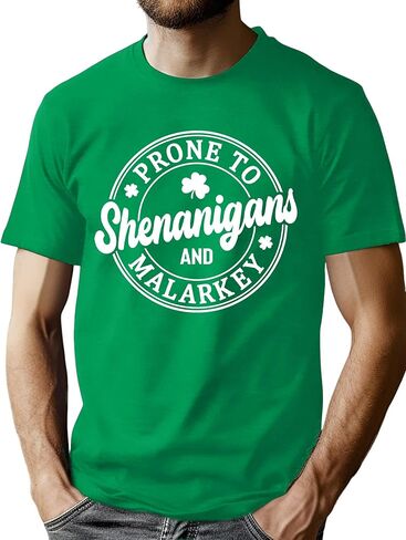 Mens St Patricks Day Shirt: Irish Lucky Shamrock T Shirt Clover Saint Patricks Day Short Sleeve Tee Tops in Saudi Arabia