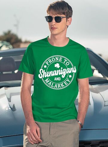 Mens St Patricks Day Shirt: Irish Lucky Shamrock T Shirt Clover Saint Patricks Day Short Sleeve Tee Tops in Saudi Arabia