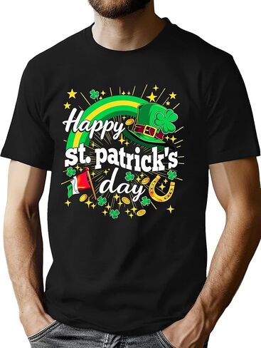 Mens St Patricks Day Shirt: Irish Lucky Shamrock T Shirt Clover Saint Patricks Day Short Sleeve Tee Tops in Saudi Arabia