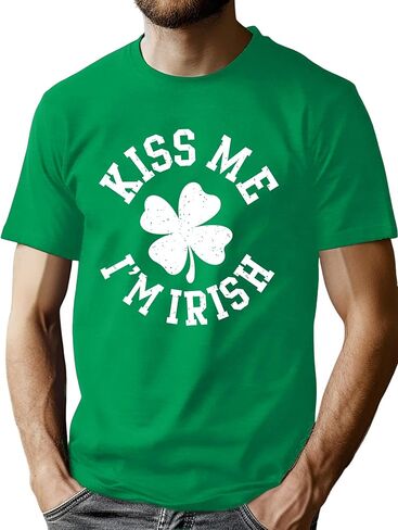 Mens St Patricks Day Shirt: Irish Lucky Shamrock T Shirt Clover Saint Patricks Day Short Sleeve Tee Tops in Saudi Arabia